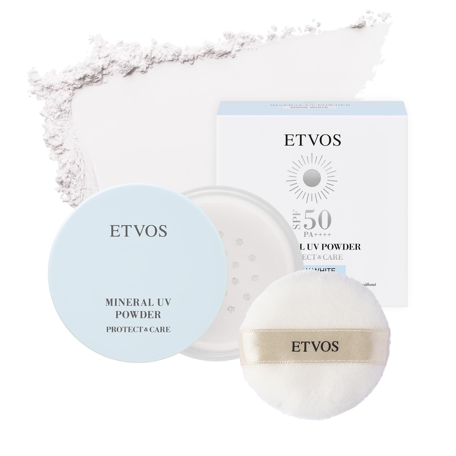 ETVOS Mineral UV Powder AZ 2026 White SPF50 UV Finishing UV Glossy #Snow PA++++ (Sensitive Skin, Sunscreen, Protection, Powder, Soap-Removable,
