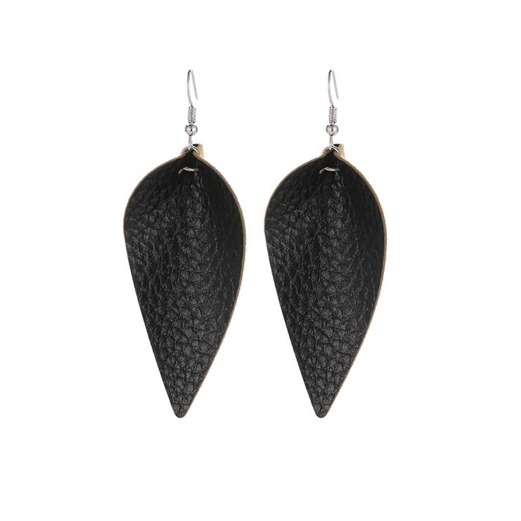 1 Pair Simple Water Drop Pendant Earrings Girl PU Leather Night Party Ear Studs Fashion Jewelry