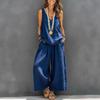 Solid Color Women's V-Neck Sleeveless Vest & Two-Piece Set for Cross-Border E-commerce.