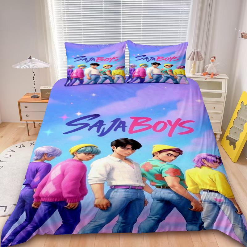 Conjuntos de Cama K-Pop Caçadores de Demônios Solteiro UE Edredom Colcha Capa de Cama Capa de Edredom Fronha Conjuntos de 2-3 Peças Tamanho Infantil Adulto
