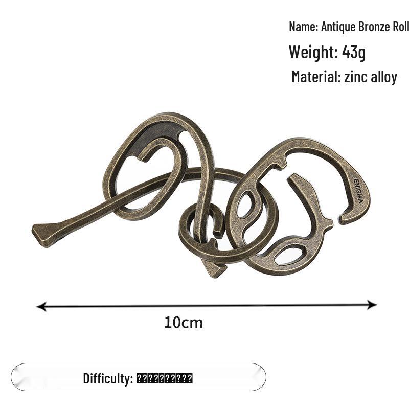 Zinc Alloy Kongming Puzzle Lock: Disentanglement Ring Educational Toy