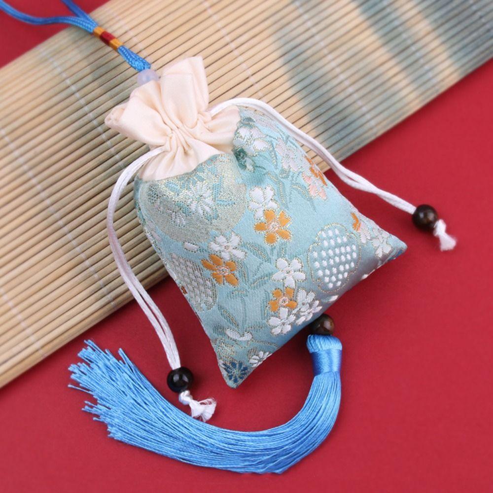 Floral Flower Tassel Drawstring Bag Beaded Chinese Style Sachet Bag  Party
