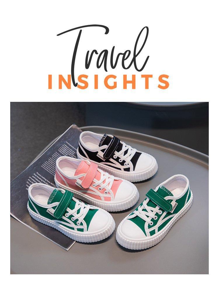 Girls' canvas shoes spring and autumn boys' non-slip casual board shoes medium and older children's sports shoes boys' cloth shoes casual soft sole