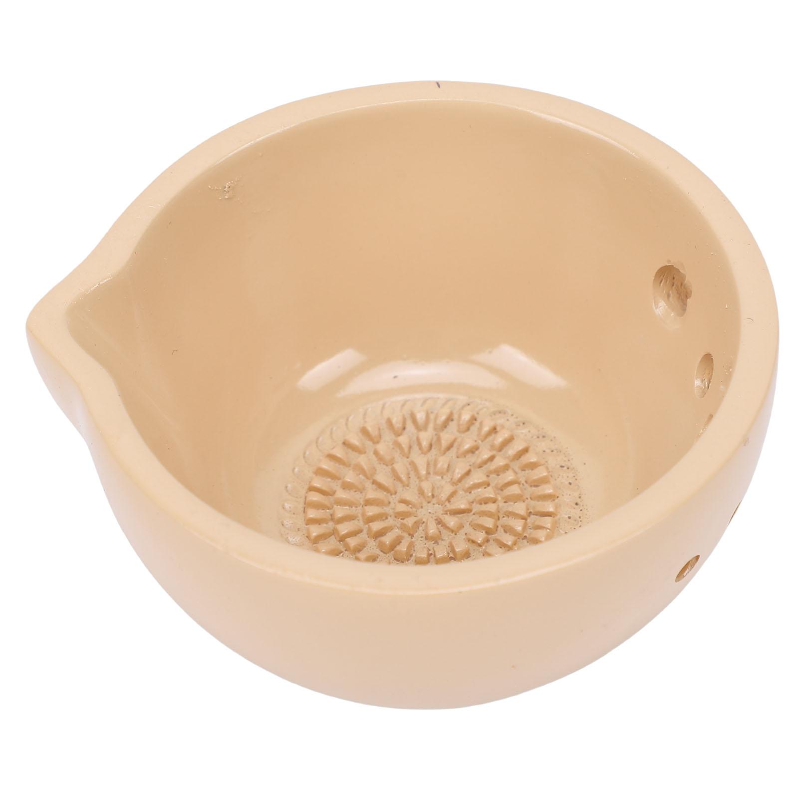 

Garlic Grater and Leaf Peeler Bowl Multifunctional Ceramic Bowl for Cheese Grating Thyme Kale Stripping Small 5 Holes