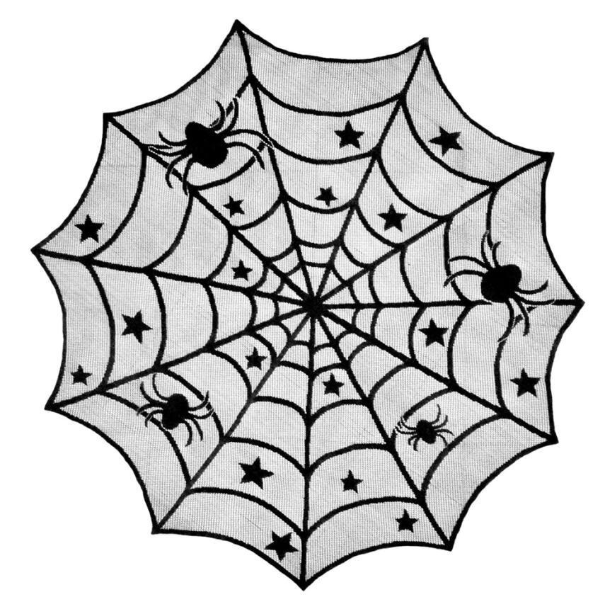 

40-дюймовая круглая скатерть-паук из полиэстера на Хэллоуин, накидки на стол, украшения для камина, шарф чёрный