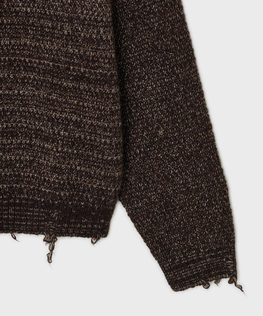Bellie Scarf Crewneck Sweater - Melange Brown