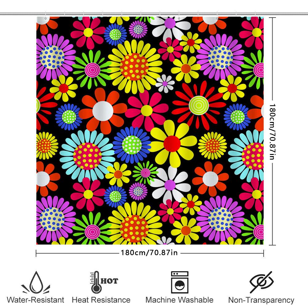 Cortina de Ducha Floral Brillante Decoración de Baño Moderna Para Hogar Cocina Baños Tela de Flores Colorida Colgante de Pared Impermeable Cort