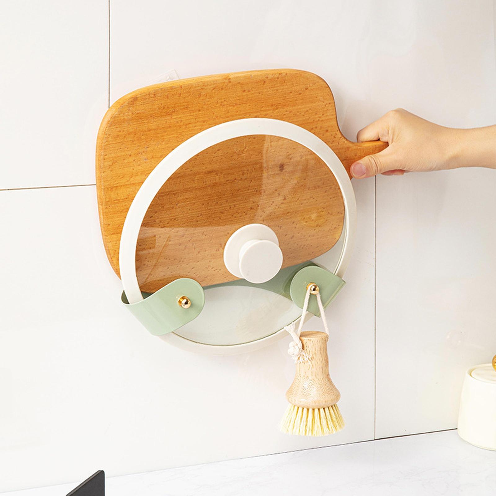 

European Punch-Free Wall Mounted Pot Lid Holder, Multifunctional Kitchen Storage Rack, Cutting Board Organizer for Home one size зелёный