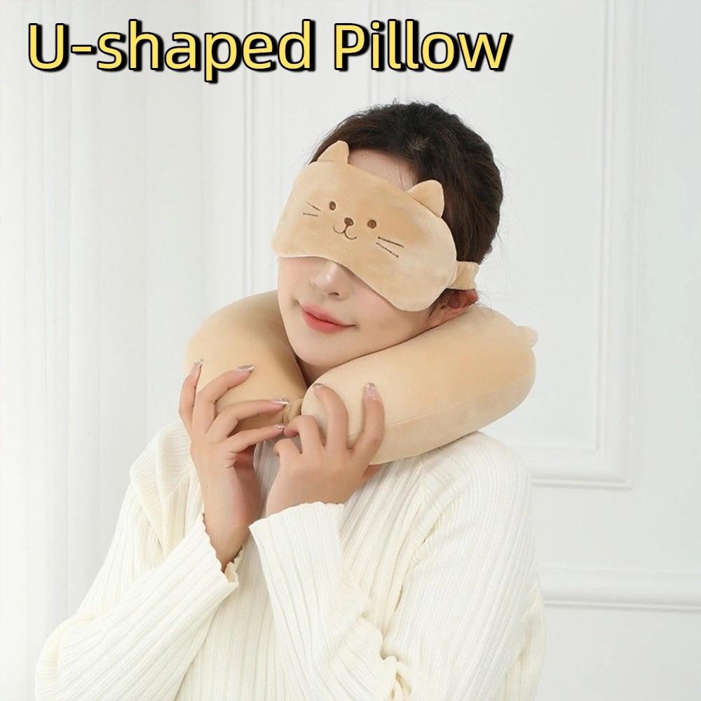 Soft Plush Travel Pillow Portable Neck Pillow Cute U-shaped Pillow Office Nap