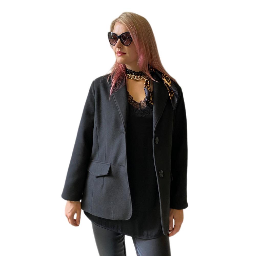 Fierte Women's Large Size Jacket Lm95160 Men's Collar Double Button Stamp Lining