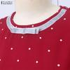 ZANZEA Women Short Puff Sleeve Polka Dot Slim Waist Casual A-line Dress