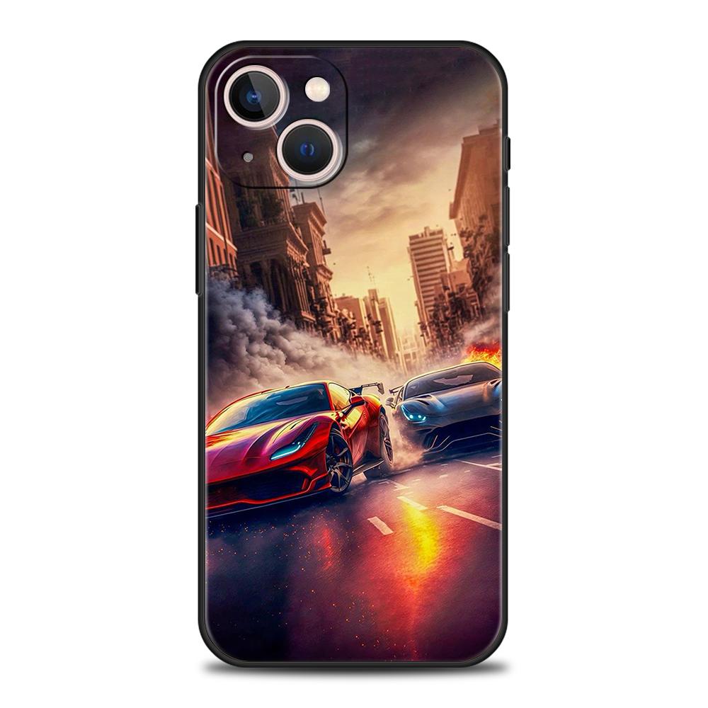 New Sports Car Shape Phone Case Cover for iPhone 16 15 14 13 12 11 Pro Max 7 8 Plus XR XS Silicone Soft Fundas Shell Bags Capas