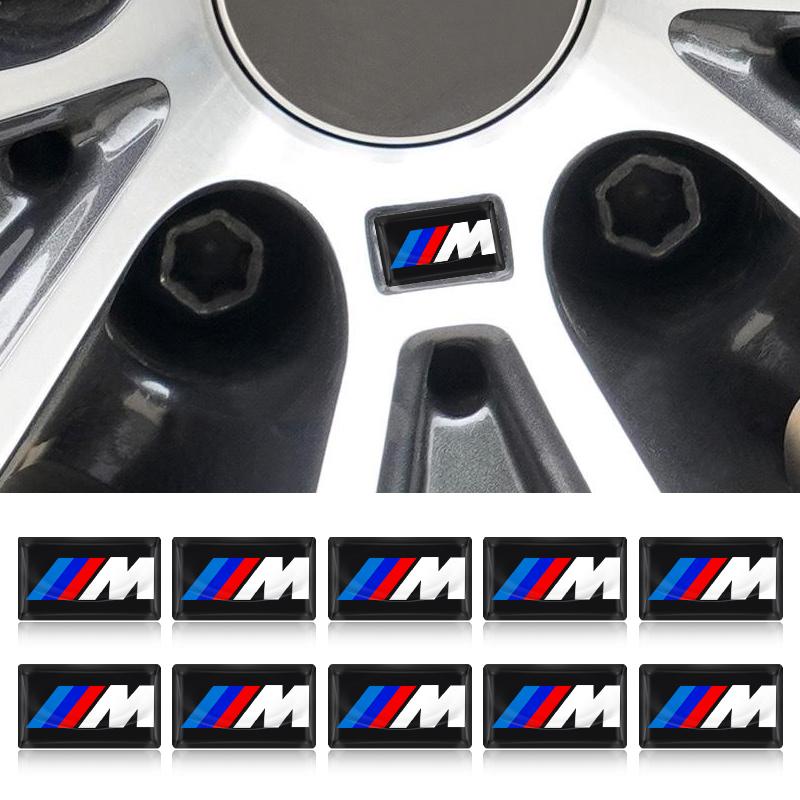 2/5/10Pcs Carbon Fiber Steering Wheel Car Logo Emblem 3D Stickers For BMW M X5 X6 E90 E92 E93 F20 F21 F30 F31 F32 E60 E46 POWER