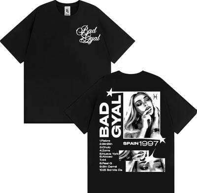 T-shirts Graphiques Tournée d'Album 2025 de la Chanteuse Bad Gyal Hommes Femmes Harajuku Hip Hop Street T-shirt 100% Coton Confort T-shirt Oversize
