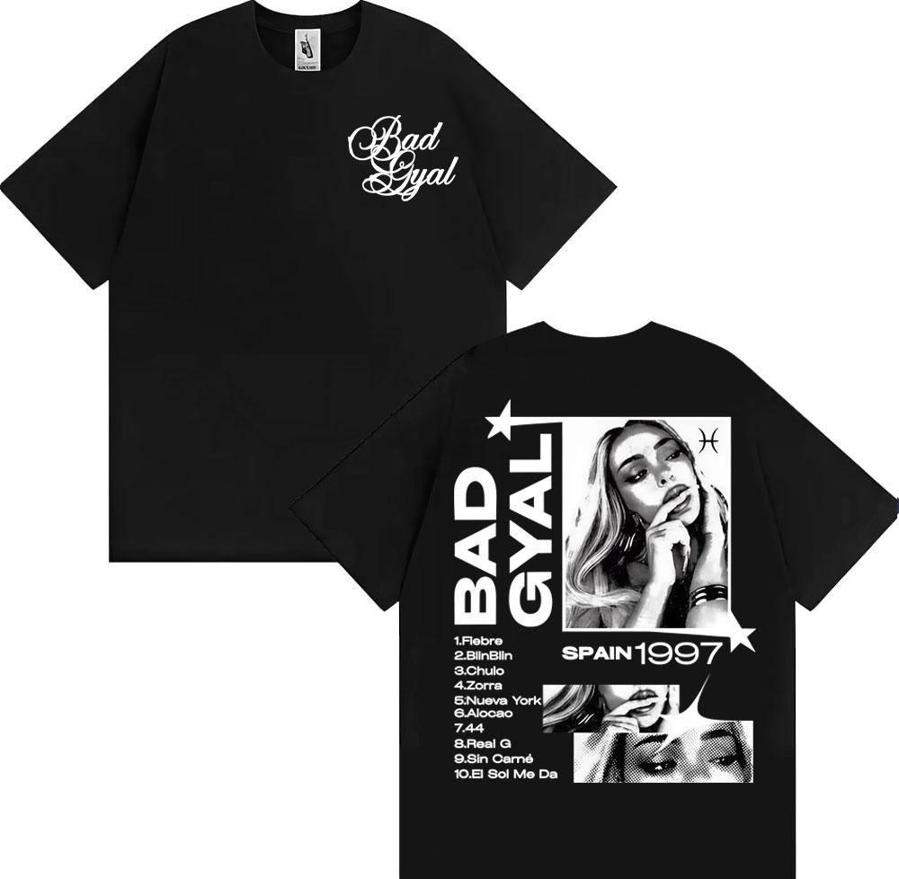 Singer Bad Gyal Album Tour 2025 Graphic T Shirts Unisex Women Harajuku Hip Hop Street Tshirt 100 Cotton Comfort Oversized T Shirt
