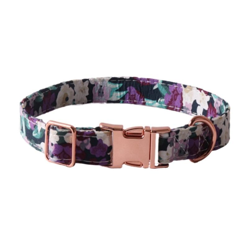 Fashion Dog Collar+Leash+Necktie Set Completes with Colorful Floral Print Bow Perfect for Pets Outstanding in the Crowd