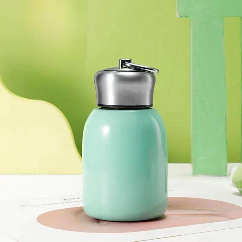 300ML Stainless Steel Vacuum Flask with Lifting Ring Mini Thermos Cup Car Insulated Cup Portable Travel Water Bottle Coffee Mug