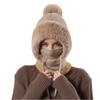 Winter Women's Woolen Ball Hat Solid Color Knitted Hat Fashion Scarf Face Mask One-piece Hat Lady Plush Warm Thick Hats
