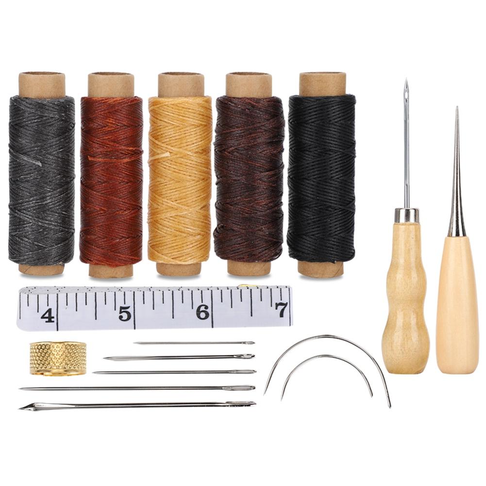 Кожа Ручное Шитье DIY Шитье Инструмент Наперсток Измерительная Лента Шило Набор Аксессуаров