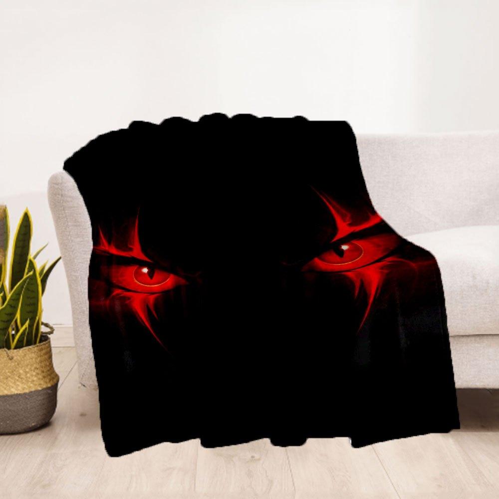 "Fiery Red Devil Eyes Phone Wallpaper"Blanket Flannel Throw Blanket for Sofa, Bed, Travel, Camping, Office