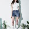 MAGOODGAN MINIT 7933 Apron Check Indigo Shorts Hot Pants