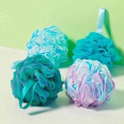 4 PCS Éponge Loofah Douche Loofahs Éponges de Bain Boules de Maille 4 Couleurs pour Exfoliant Corporel Lave-dos Salle de Bain Hommes Femmes