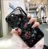 Vintage Oil Painting Wind Dark Rose iPhone16 Mobile Phone Case Apple 17 Glass Protective Case 14pm European and American Hot-selling
