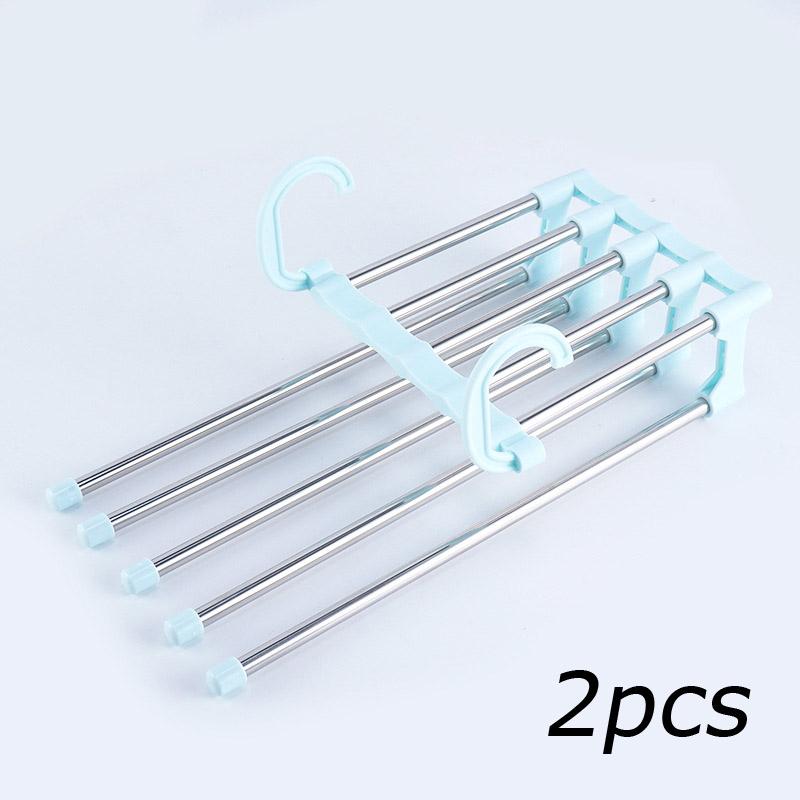 5 In 1 Stainless Steel Pants Rack Wardrobe Storage Adjustable Magic Trouser Hangers Multifunction Towel Shelves Closet Organizer