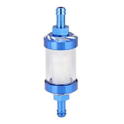 Filtro de Óleo de Gasolina de Liga de Alumínio Universal 8mm Limpador de Filtração para Motocicleta Carro Azul