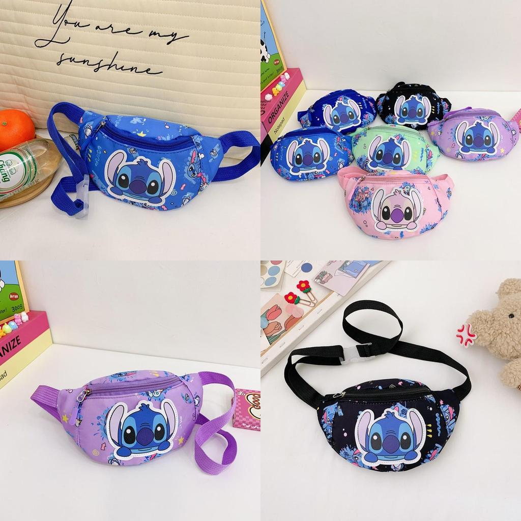 Lilo Stitch Cartoon Kids Waist Bag With Breathable Nylon For Daily Use