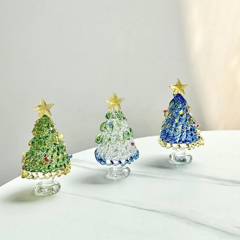 Handmade Colorful Christmas Tree Ornaments Glass Christmas Tree Decorations Christmas Tree Holiday Table DIY Decorations Gifts