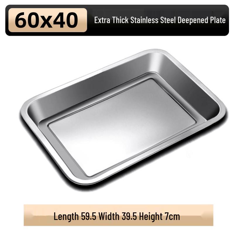 Qiwei 304 Stainless Steel Rectangular Food Tray