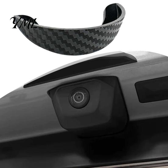 Car Backup Camera Cover Waterproof Rearview Rain Shield, Flexible PVC Lens Protector Automotive Protection with Adhesive Mount, Black Curved