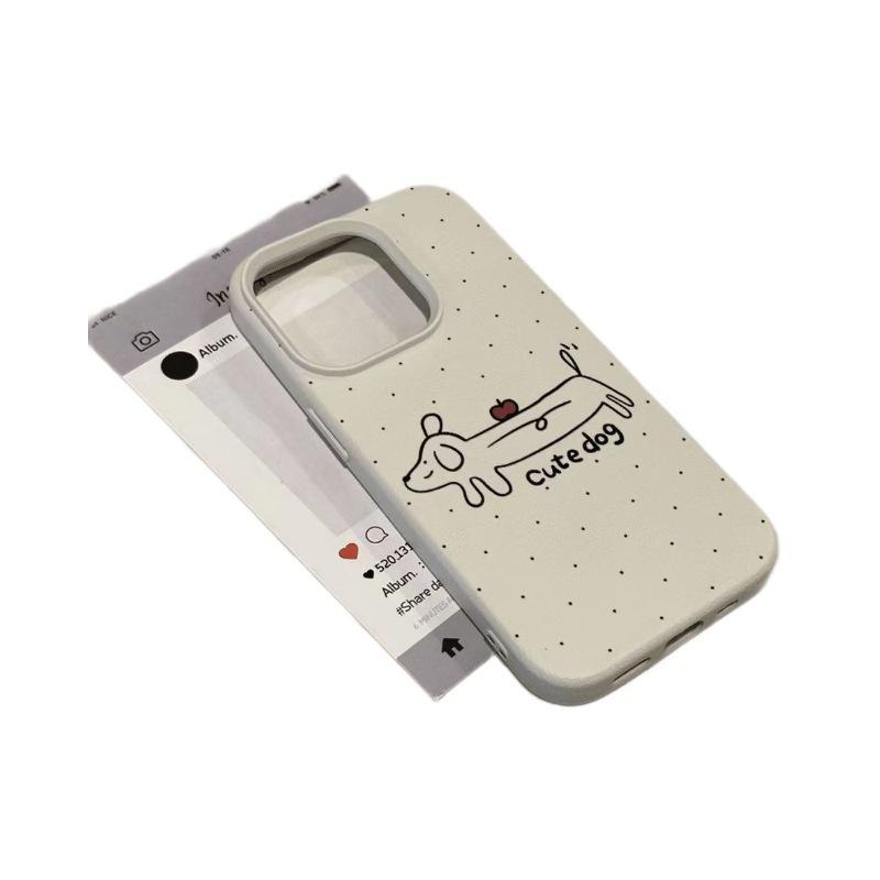 Dachshund for Apple 16 PROMAX Phone Case for IPhone 15 Cartoon 14 Leather Texture 13 Soft Shell 12 Silicone 11