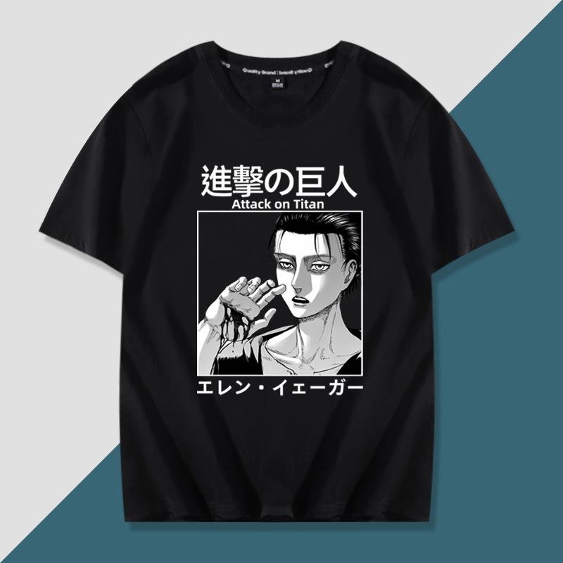 Japanese anime Attack on Titan handsome printed summer 100% cotton T-shirt fashion casual men's streetwear