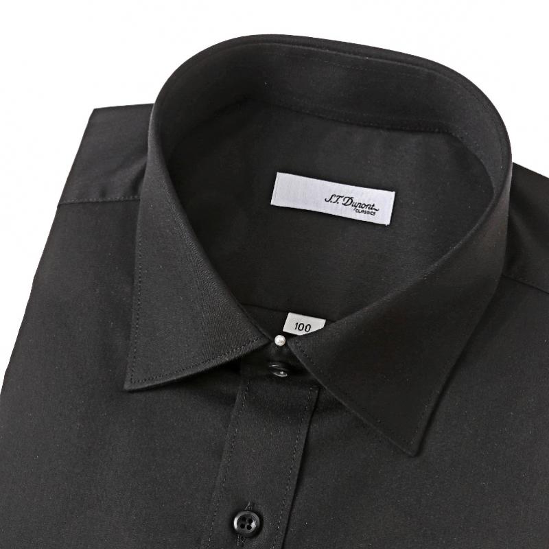 S.t. Dupont Long Sleeve Regular Fit Stretch Spandex No Pocket Black Shirt Se5fm12ls905sbk