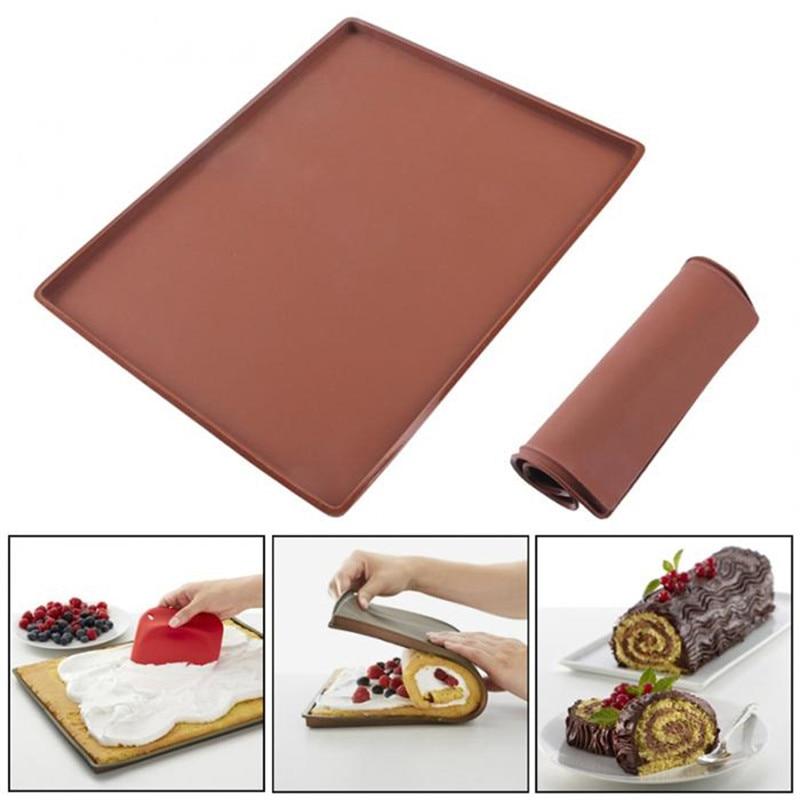 1PC nieprzywierająca mata silikonowa do pieczenia ciasto rolka Pad Macaron Swiss Roll mata do piekarnika narzędzia do pieczenia akcesoria kuchenne