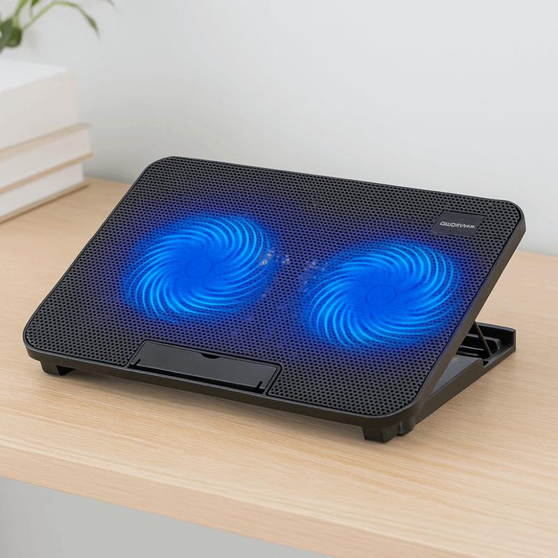 Durable Adjustable Laptop Cooling Pad USB Port Metal Mesh Laptop Cooler Fan LED Light Laptop Cooling Stand Office