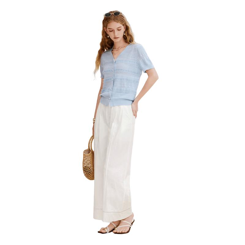 Women's Lyocell Lightweight V-Neck Knit Short-Sleeved Cardigan