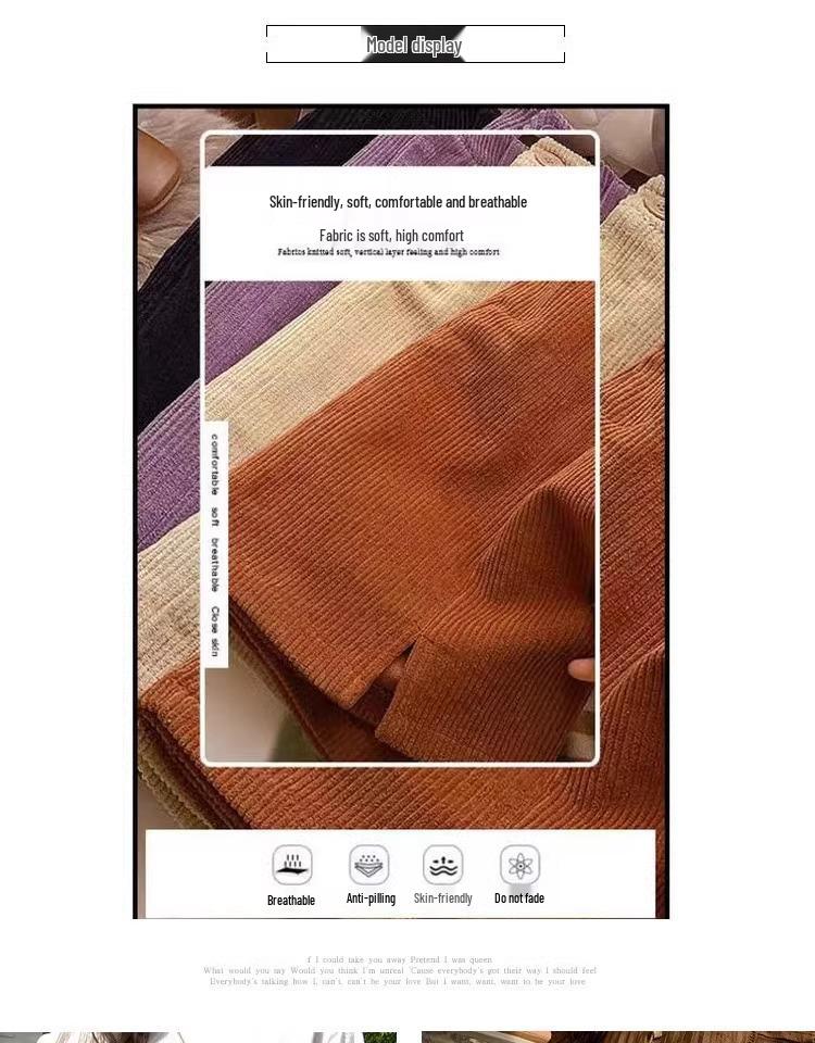Women's Corduroy High-Waist A-line Skirt, Slimming Fit, Plus Size, Coffee Color, Short, Petite - Spring/Autumn 2024
