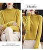 Women's Seamless Wool Knit Sweater - Short, Loose, Half-High Neck, Solid Color for Autumn and Winter