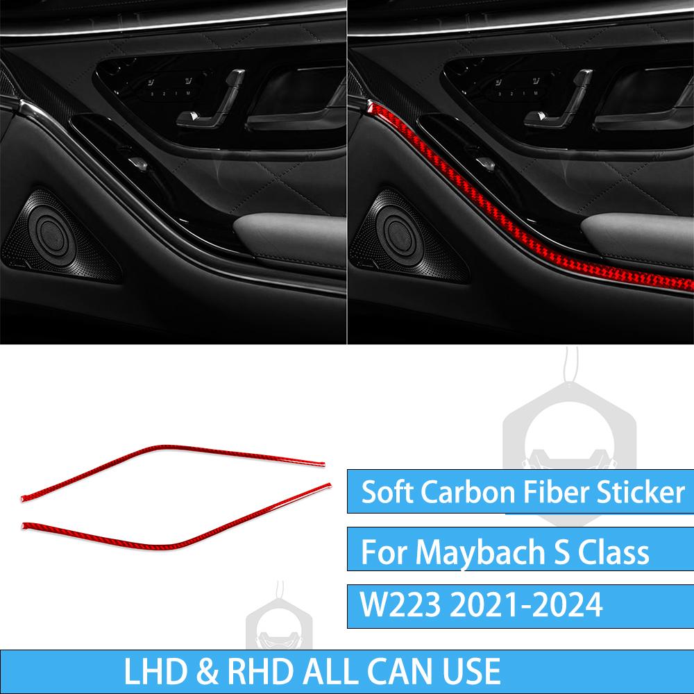For Mercedes Benz Maybach S Class W223 -2024 Both Sides Of The Armrest Trim Carbon Fiber Decorative Car Accessory Sticker