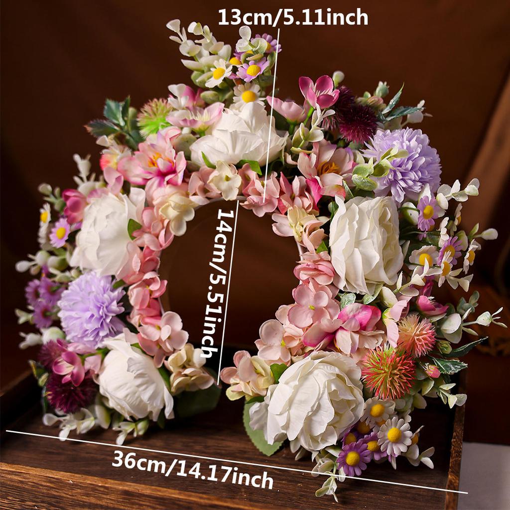 Women Head-Dress Colorful Flower Headband Hair Wreath Wedding Party Costume Headpiece for Bridal Women Fashion Hair Accessory