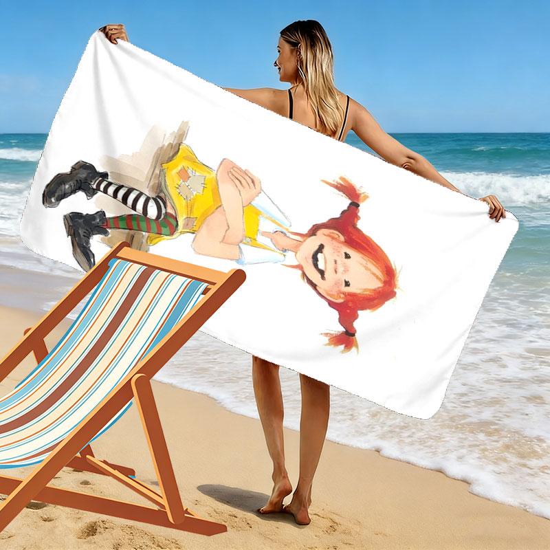 Pippi Adventure Print Beach Towel Large Soft Quick Dry Towel For Beach Camping Swimming