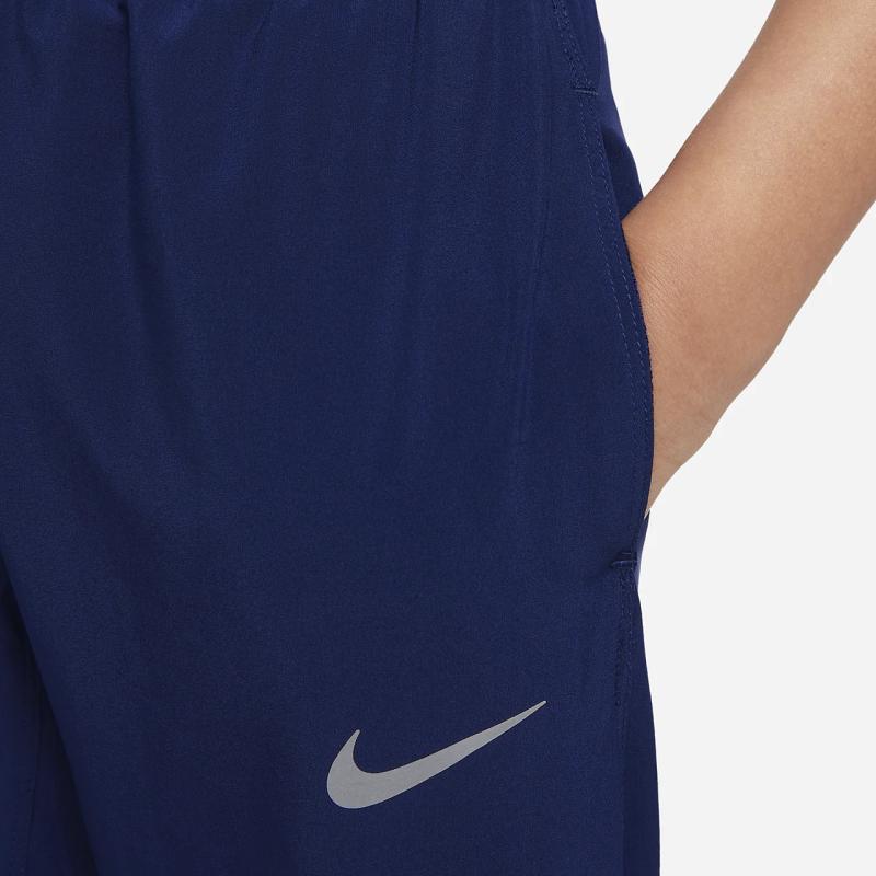Nike Kids Solid Color Logo Drawstring High Waist Casual Pants Kids Bottoms Dark-Blue DD8428-492