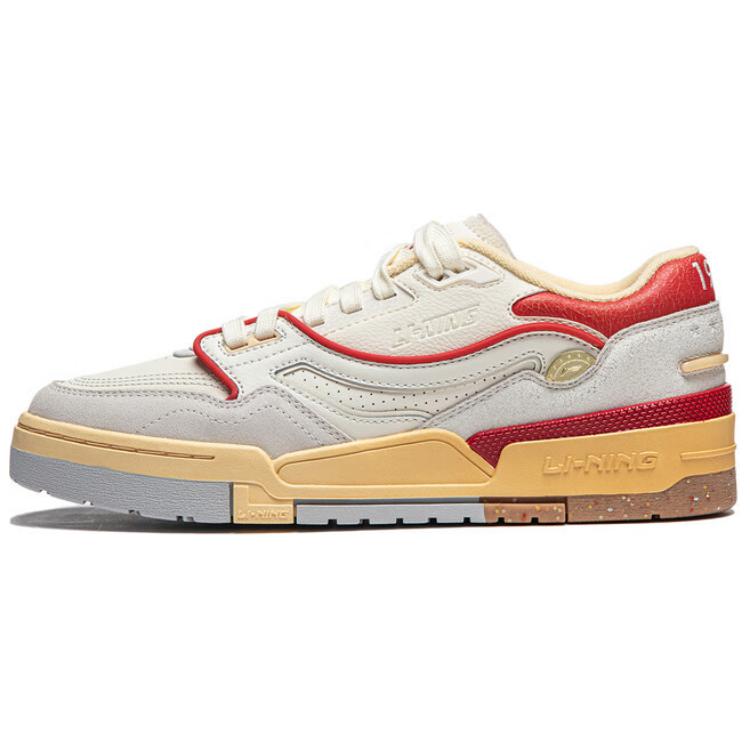 New LiNing 001 BTC Slip Resistant Cushioning Wear Resistant Support Low Top Skateboard Shoes Men's Beige Gray Red AGCU081-1