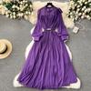 Early Spring Dress Women's 2024 New Arrival Sweet Bows Heavy-Duty Pleated Chiffon Dress Puff Sleeves Vacation Skirt