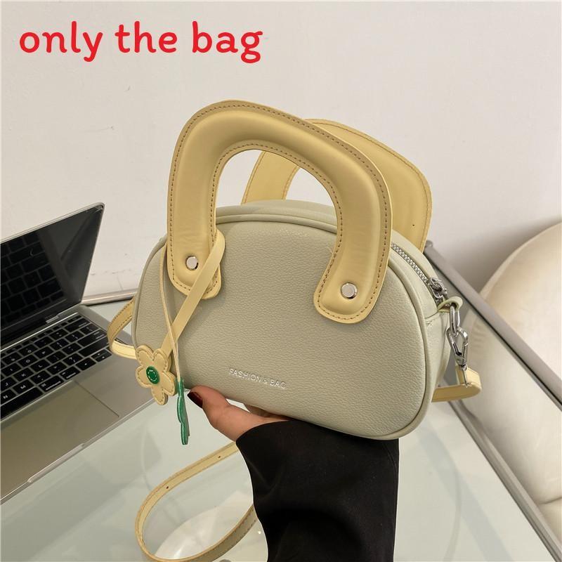 Simple Blocked Color Shoulder Bag With Flower Decoration Women Daily Use Gift