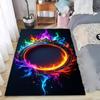 Neon Lightning Bolt Pattern Area Rug Trendy Cyber Style Non-Slip Floor Mat for Living Rooms Game Spaces