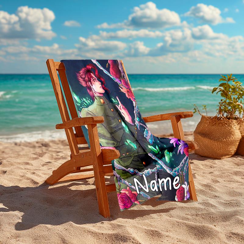 Personalisierte, maßgeschneiderte Strandhandtuch-Muster mit JoJo's Bizarre Adventure - weich, saugfähig, schnelltrocknend, perfekt für Schwimmen, Camping & Baden